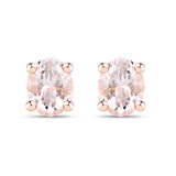 Pink Morganite Stud Earrings Oval 0.68 CTW 14k Rose Gold-plated Silver