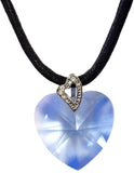 Crystal Heart Necklace with 28mm Blue Crystal on Cord Adjustable Length