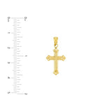 14k Yellow Gold Cross Pendant Necklace with Fleuree Design 25x12mm with Chain