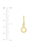14K Yellow Gold Earrings High Polish Open Circle and Disk Dangle