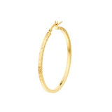 14k Yellow Gold Hoop Earrings with Square Edge Diamond-cut