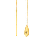 Threader Earrings 14K Yellow Gold Polished Teardrop and Bar with Box Chain