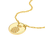 14k Yellow Gold Mini Disk Pendant Necklace with Engraved Pineapple