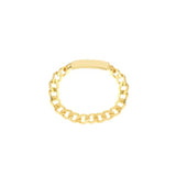 14k Yellow Gold Curb Chain Ring with Plain ID Plate Tag