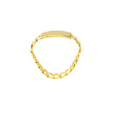 14k Yellow Gold Curb Chain Ring with Plain ID Plate Tag