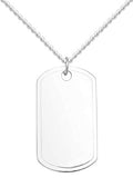 Sterling Silver Dog Tag Necklace Engraveable with Bead Chain