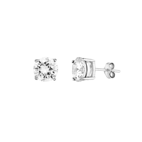 8mm Round Cubic Zirconia Stud Earrings .925 sterling silver.
