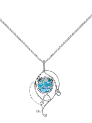Ancient Roman Glass Necklace with 18-inch Rope Chain