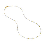 Two-tone Gold-plated Sterling Silver Satellite Bead Curb Chain Necklace