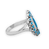 Reconstituted Blossoming Turquoise Ring Sterling Silver - Handmade