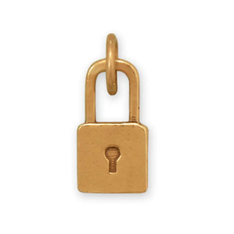 Padlock Lock Charm Gold-plated Sterling Silver