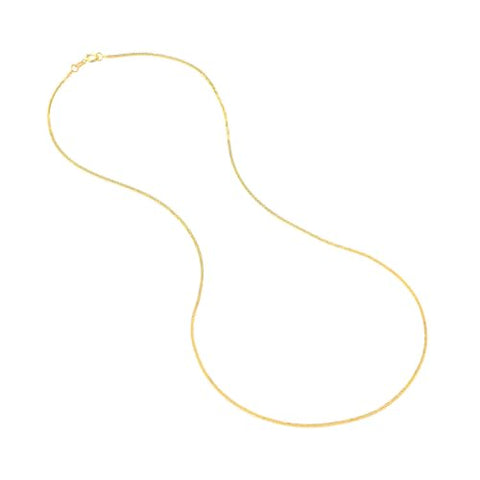 14k Yellow Gold Square Wheat Chain Necklace 0.85mm 020 Gauge