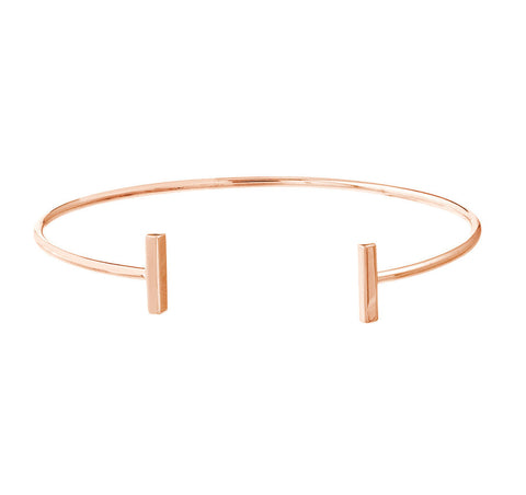 14k Rose Gold Cuff Bracelet Plain Polished With Staple Bar Ends