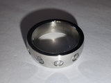 Stainless Steel Band Ring with Cubic Zirconia Accents