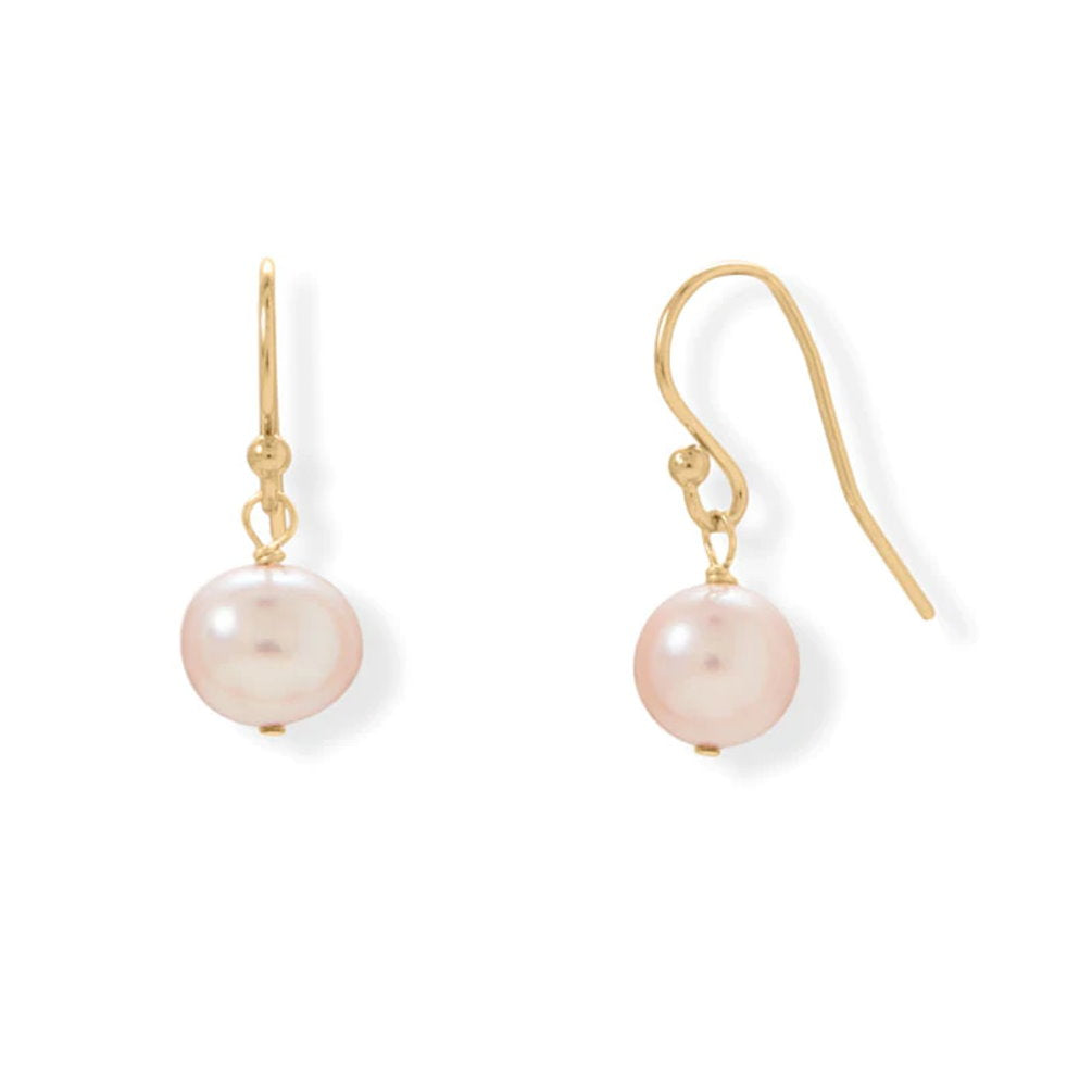 Cultured Freshwater Pearl Earrings Peach Color 14k Gold-filled