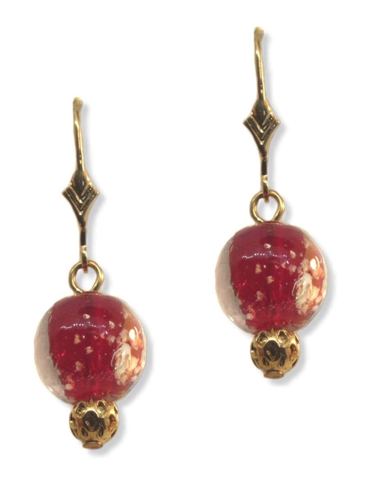 Glow in the Dark Earrings Red Handmade Lampwork Glass Dangles