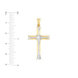 14k Two-Tone Yellow and White Gold with Diamond Cut Design Cross Pendant