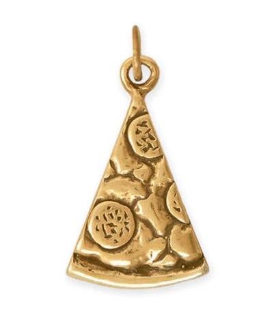 AzureBella Jewelry Pizza Slice Charm 14k Gold Plated Sterling Silver, Made in the USA