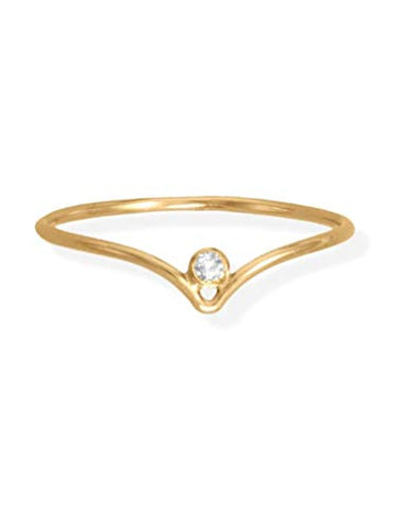 14k Gold-Filled V Ring Cubic Zirconia Stackable