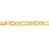 14k Yellow Gold Wide Figaro Chain Bracelet