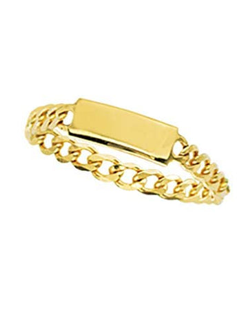 14k Yellow Gold ID Plate and Chain Ring, 6