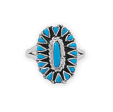 Reconstituted Blossoming Turquoise Ring Sterling Silver - Handmade