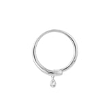 14k White Gold Stackable Ring with Genuine Diamond Charm Dangle