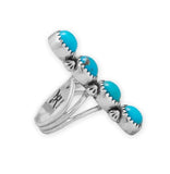 Reconstituted Turquoise Ring Cascades Design Sterling Silver - Handmade