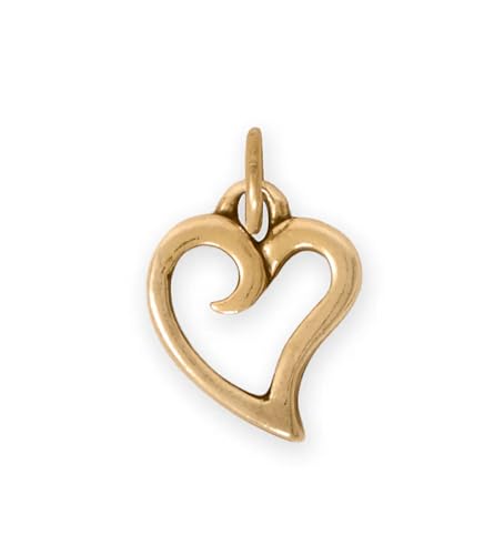 AzureBella Jewelry Wild Heart Charm Outline Stylized Gold-plated Sterling Silver