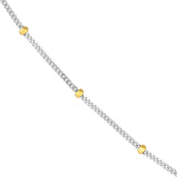 Saturn Satellite Curb Chain Necklace Two-tone Sterling Silver and 14k Gold-plated, 16-inch