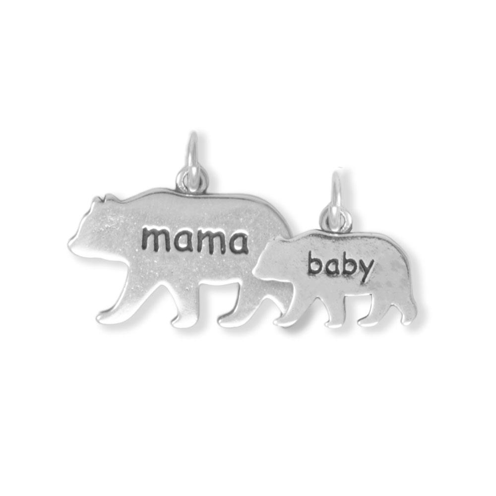 Mama and Baby Bear Charms Set - Sterling Silver