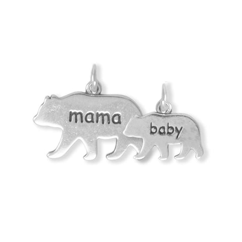 Mama and Baby Bear Charms Set - Sterling Silver