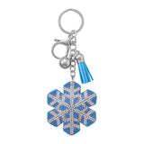 Snowflake Bag Charm Keychain with Crystals, Tassel, and Ball
