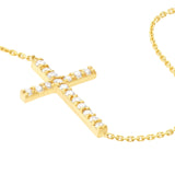 14k Yellow Gold Diamond Bracelet Side Set Cross Adjustable Length