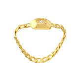 14k Yellow Gold Curb Chain Ring with Genuine Diamond, size 8