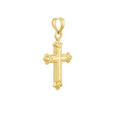 14k Yellow Gold Cross Pendant with Fleuree Design 20x10mm