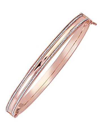 14k Rose Gold Bangle Bracelet with Laser-cut Glitter Strips