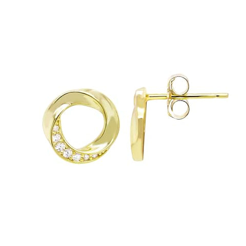 Twist Stud Earrings with Cubic Zirconia Donut Shape