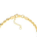 14k Yellow Gold Rope Bracelet with Side Set Cross Adjustable Length