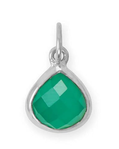 AzureBella Jewelry Sterling Silver Faceted Genuine Green Onyx Charm Pear Shape