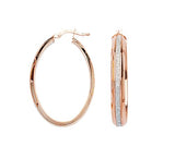 Rose Gold Plated Silver Glitter Laser Cut Hoop Earrings