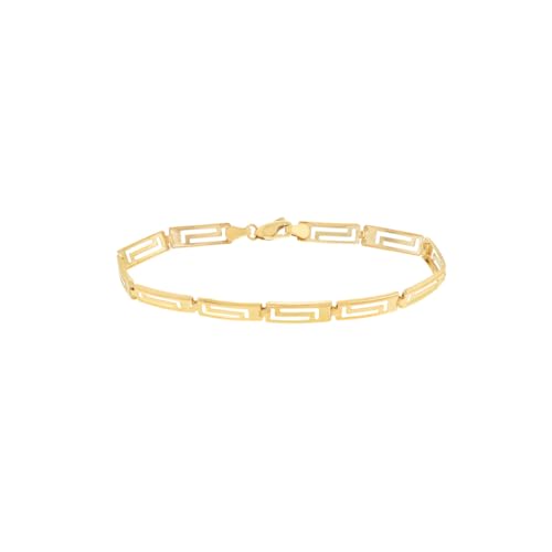 14k Yellow Gold Greek Key Link Bracelet Mens or Womens 7.75 inches