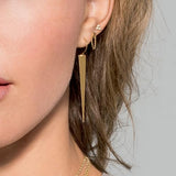 14k Yellow Gold North Star Earrings with Chain Drop