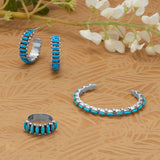 Sterling Silver Hoop Earrings Stabilized Arizona Turquoise Handmade in the USA