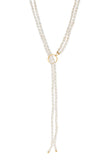 Cultured Freshwater Pearl Two Strand Lariat Necklace 14k Gold Filled 24-inch Length