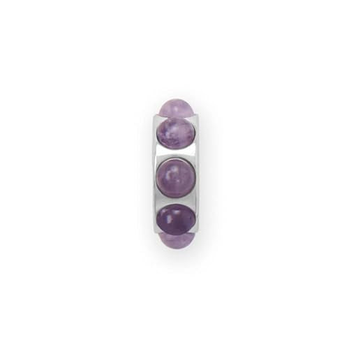 AzureBella Jewelry Wheel Bead Charm with Genuine Amethyst Rhodium on Sterling Silver