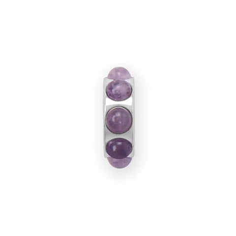 AzureBella Jewelry Wheel Bead Charm with Genuine Amethyst Rhodium on Sterling Silver