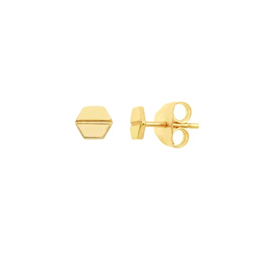 14k Yellow Gold Hexagon Screw Stud Earrings