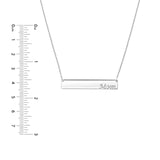 Engraved MOM Bar Necklace Rhodium on Sterling Silver - Adjustable Length