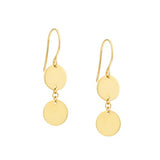 14K Yellow Gold High Polish Double Disk Earrings